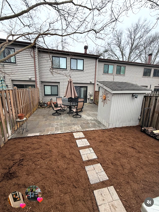 Backyard patio installation with paver walkway in Glen Burnie Maryland by JM Auto Repair and Maintenance